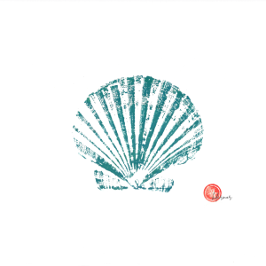 Affiche Coquille bleu turquoise 24 × 30 cm